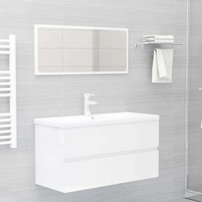 vidaXL 2pcs conj. móveis casa banho derivados madeira branco brilhante