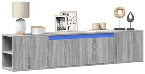 Móvel de parede p/ TV luzes LED 180x31x39,5 cm cinzento sonoma
