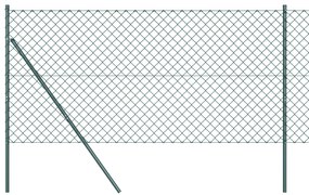 Cerca de Corrente com 7 Postes 1,2x10 m Aço Galvanizado Verde
