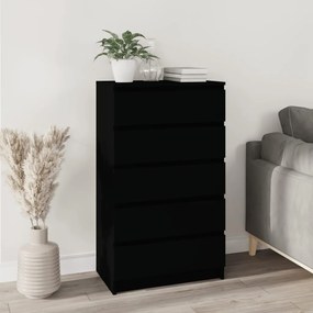 vidaXL Armário de gavetas 60x36x103 cm derivados de madeira preto
