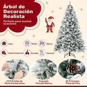 Árvore de Natal Com neve com Luzes 210 cm com Luzes Incorporadas com 320 Luzes LED 8 Modos 1270 Pontas PVC e PE Verde e Branco