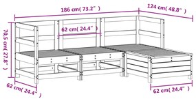 4 pcs conjunto sofás de jardim madeira de pinho maciça