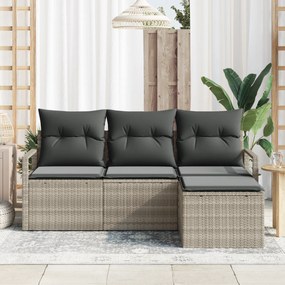 Conjunto de Sofá de Jardim vidaXL de 4 peças com Almofadas Cinza Claro