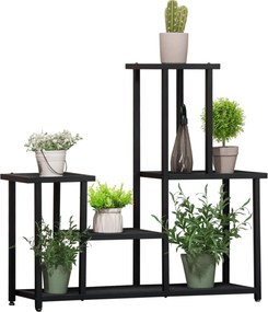 Suporte para plantas de 4 níveis para interior e exterior; prateleira metálica para plantas, ideal para jardim, terraço e varanda, na cor preta