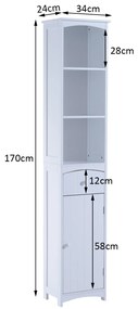 Armário Polivalente – Cor: branco - Madeira – 34 x 24 x 170 cm