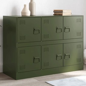 vidaXL Aparador 99x39x73 cm aço verde azeitona