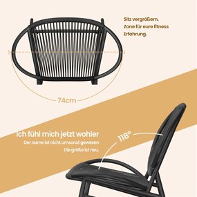 Conjunto de 3 móveis de varanda, conjunto de móveis de jardim com mesa e 2 cadeiras, Polyrattan PE Preto