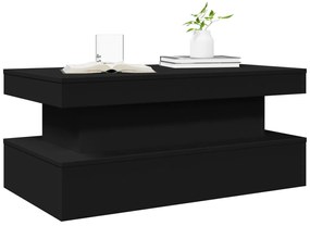 Mesa de centro com luzes LED 90x50x40 cm preto