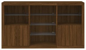 Aparador com luzes LED 181,5x37x100 cm carvalho castanho