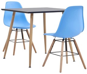 vidaXL 3 pcs conjunto de jantar plástico azul