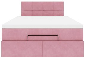 Estrutura de cama otomana com colchão 120x200 cm veludo rosa