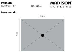 Guarda-sol de jardim Patmos Luxe retangular 210x140cm cinzento