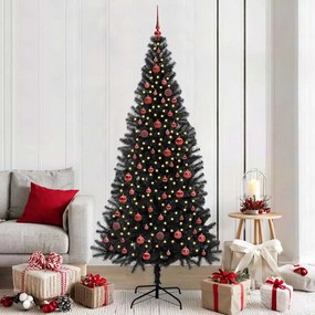 vidaXL Árvore de Natal com 300 LEDs com suporte Preto 210 cm PVC