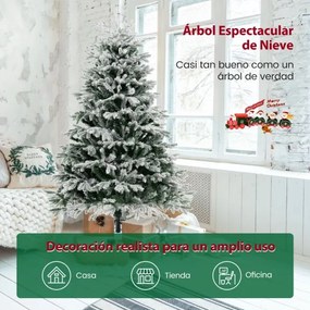 Árvore de Natal artificial com luzes LED brancas quentes e base de montagem fácil - 180 cm verde e branco