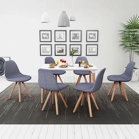 7 pcs conjunto de mesa e cadeiras de jantar branco/cinza-claro