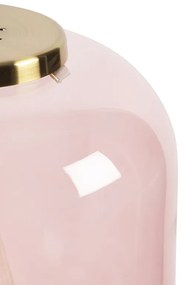 Candeeiro de suspensão Art Deco em latão com vidro rosa - Bliss Art Deco