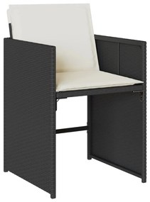 11 pcs conjunto de jantar p/ jardim c/ almofadões vime PE preto