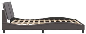 Estrutura cama c/ cabeceira couro artificial 160x200cm cinzento