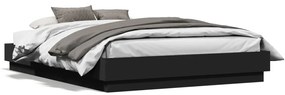 vidaXL Estrutura de cama com luzes LED 135x190 cm preto