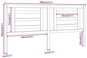 Cabeceira de cama 186x4x100 cm pinho maciço castanho mel