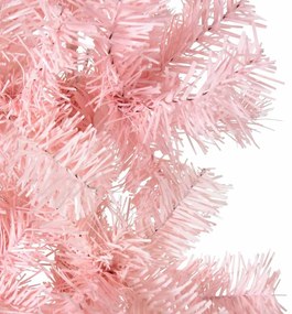 Meia árvore de Natal fina com suporte 240 cm rosa