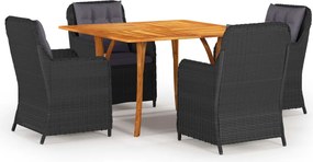 vidaXL 5 pcs conjunto de jantar para jardim preto