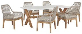 Conjunto de jardim com mesa 200 x 100 cm e 6 cadeiras em branco e creme OLBIA Beliani