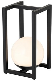 Candeeiro de mesa de exterior preto com LED e toque recarregável - Nowi Moderno