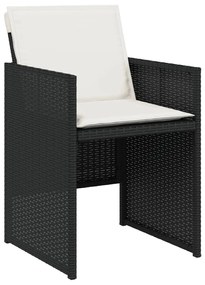 11 pcs conjunto de jantar p/ jardim c/ almofadões vime PE preto
