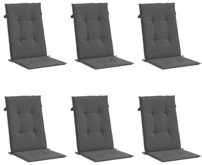 Almofadões para cadeiras altas de jardim 6 pcs tecido antracite