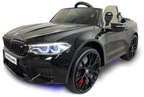 Carro elétrico para Crianças BMW M5 24V rodas borracha, banco almofadado e com ecrã MP4 Preto metalizado
