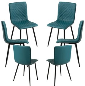 Pack 6 Cadeiras Rom Couro Sintético - Verde-azulado