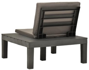 Cadeira lounge de jardim com almofadão plástico antracite