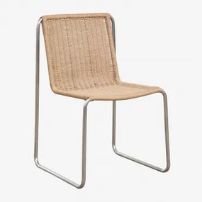 Pack De 4 Cadeiras De Jardim Em Aço Inoxidável E Rattan Sintético Omaha Castanho Ratan - Sklum