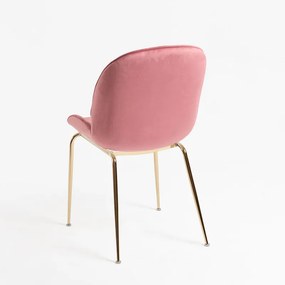 Cadeira Bille Golden Veludo - Rosa