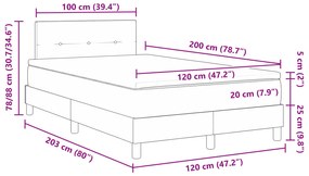 Cama Box Spring com Colchão Cinza-claro 120x200 cm Tecido