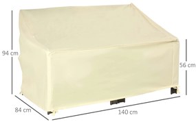 Capa Protetora para Baloiço 2 Lugares Capa Protetora de Móveis Impermeável Exterior Jardim Proteção contra Chuva e Sol 140x84x56/94cm Creme