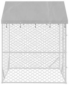 Canil de exterior com teto 2x2x2,5m aço galvanizado prateado