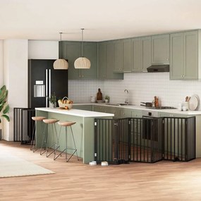 vidaXL Portão p/ cães com porta dobrável 12 painéis 600 cm álamo preto