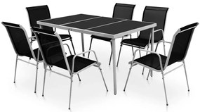 Conjunto de jantar para jardim 7 pcs preto