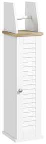 kleankin Armário Casa de Banho Moderno com Prateleiras Ajustáveis e Suporte para Papel Higiénico 18x20x80 cm Branco | Aosom Portugal