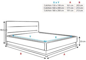 Cama Hidráulica com Arrumação "Naomi" - 160x200 cm - Preto - Polipele