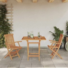 Conjunto Bistro de 3 Peças Dobrável para Jardim de Madeira Sólida de A