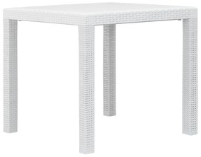 vidaXL Mesa de jardim 79x79x72 cm plástico branco com aspeto de vime