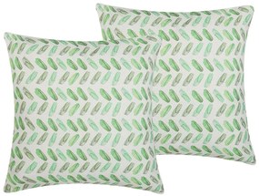 Conjunto 2 almofadas decorativas brancas e verdes 45 x 45 cm PRUNUS Beliani