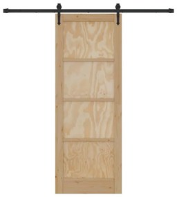 Porta Deslizante vidaXL com Conjunto de Ferragens 78x211 cm Madeira Só