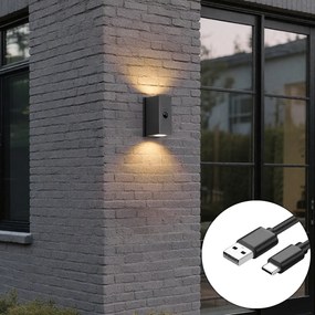 Candeeiro de Parede Preto Sensor de 4 Níveis Magnético Incl. LED Recarregável - Baleno