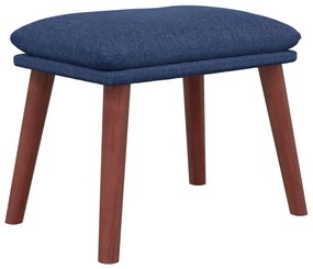 Cadeira de descanso com banco p/ pés tecido azul