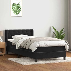 vidaXL Cama com molas/colchão preto 80x210 cm veludo
