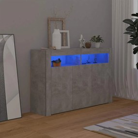 Aparador com luzes LED 115,5x30x75 cm cinzento cimento